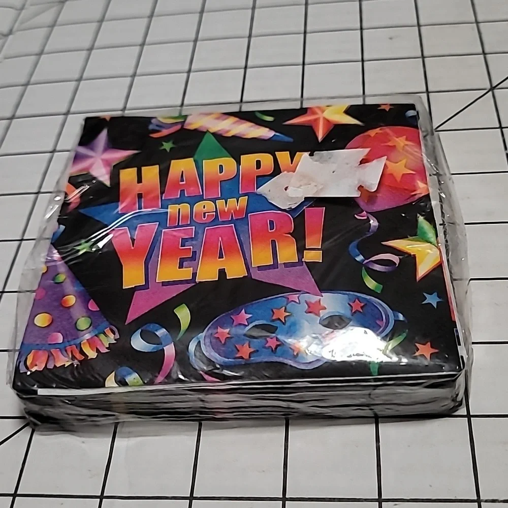 Happy‎ New Year, Paper Beverage Napkins 60390 by Trend Setters 30 CT.  NIP